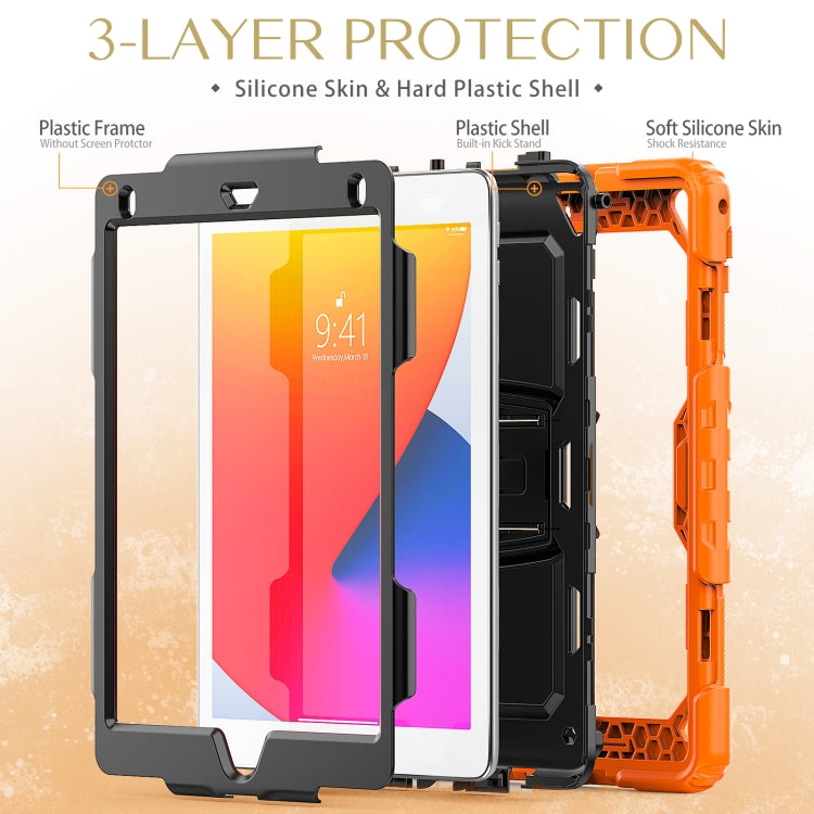 Étui de protection antichoc en silicone coloré et PC noir avec support et bandoulière pour tablette, pour iPad 9.7 2018/2017 et Samsung Galaxy Tab A7 2020 T500