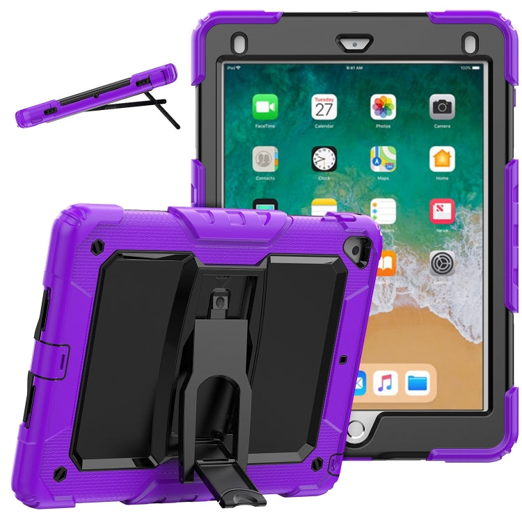 Étui de protection antichoc en silicone coloré et PC noir avec support et bandoulière pour tablette, pour iPad 9.7 2018/2017 et Samsung Galaxy Tab A7 2020 T500