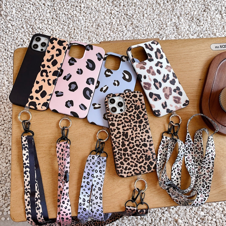 Leopard Print TPU Straight Edge Phone Case with Lanyard, For iPhone 13 Pro, For iPhone 13 Pro Max, For iPhone 12 mini, For iPhone 12 / 12 Pro, For iPhone 12 Pro Max, For iPhone 11, For iPhone 11 Pro, For iPhone 11 Pro Max