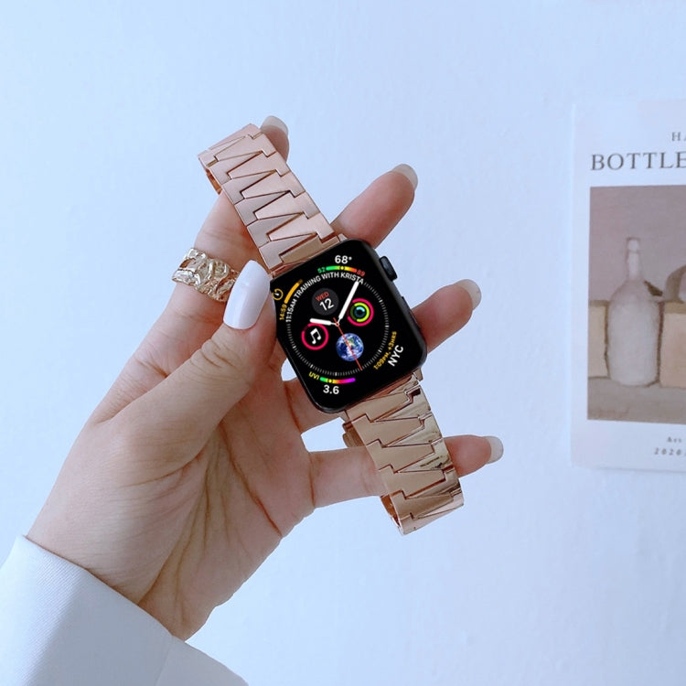 Lightning Shape Stainless Steel Replacement Watchband For Apple Watch Series, 7 41mm / 6&SE&5&4 40mm / 3&2&1 38mm, 7 45mm / 6&SE&5&4 44mm / 3&2&1 42mm