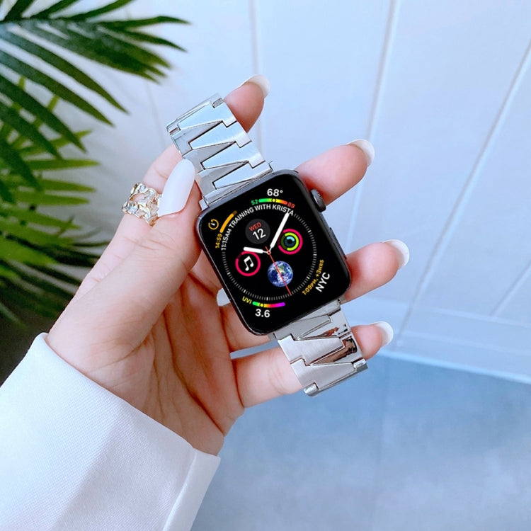 Lightning Shape Stainless Steel Replacement Watchband For Apple Watch Series, 7 41mm / 6&SE&5&4 40mm / 3&2&1 38mm, 7 45mm / 6&SE&5&4 44mm / 3&2&1 42mm