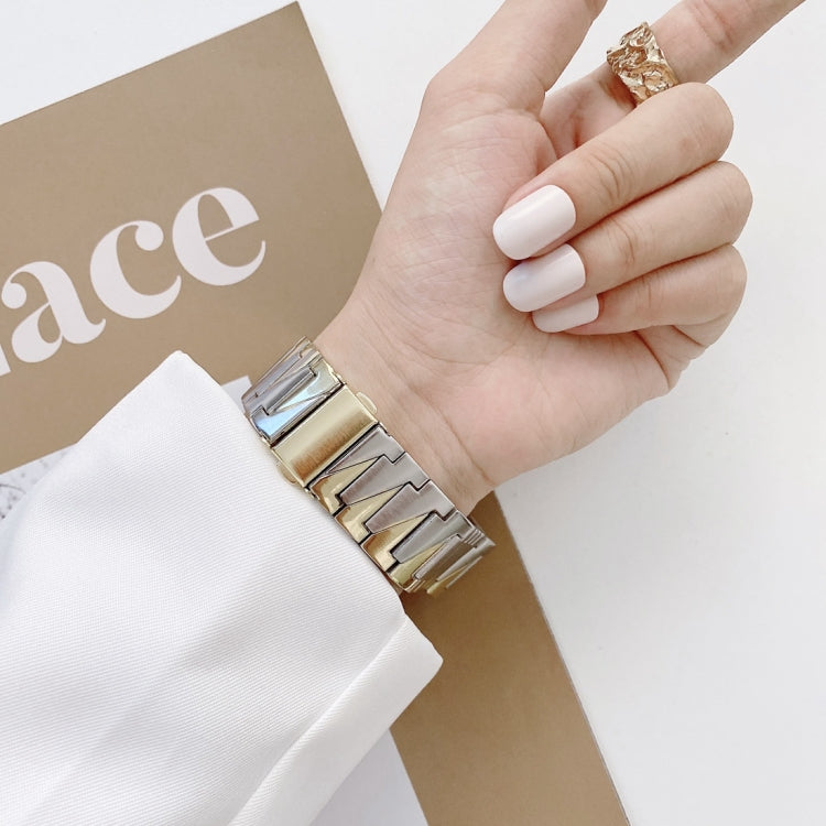 Lightning Shape Stainless Steel Replacement Watchband For Apple Watch Series, 7 41mm / 6&SE&5&4 40mm / 3&2&1 38mm, 7 45mm / 6&SE&5&4 44mm / 3&2&1 42mm