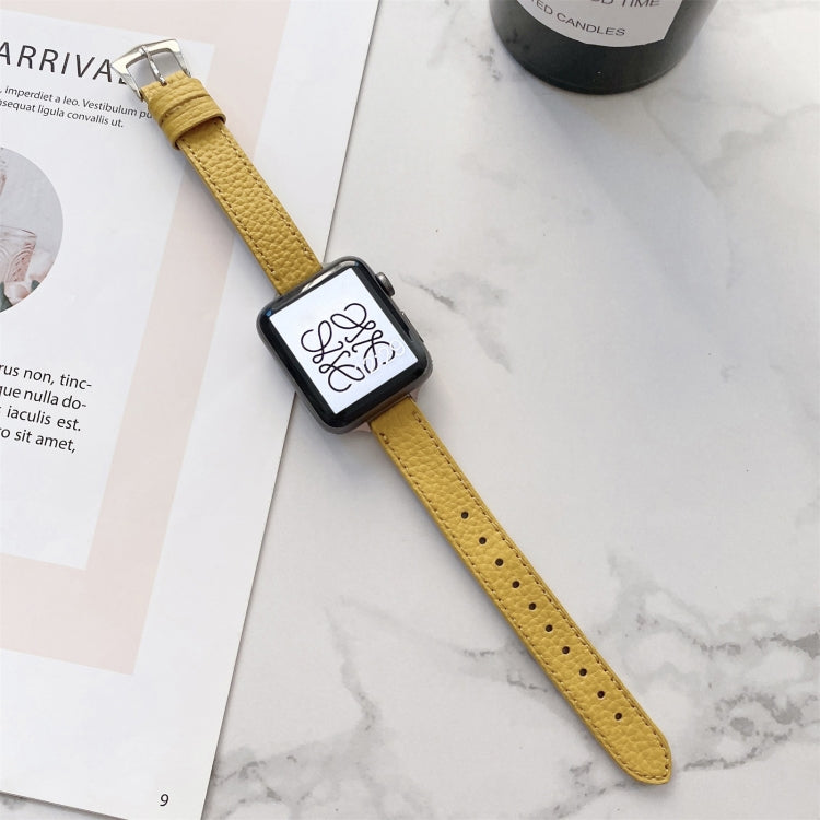 Litchi Texture Slimming Strap Watchband For Apple Watch Series, 7 41mm / 6&SE&5&4 40mm / 3&2&1 38mm, 7 45mm / 6&SE&5&4 44mm / 3&2&1 42mm