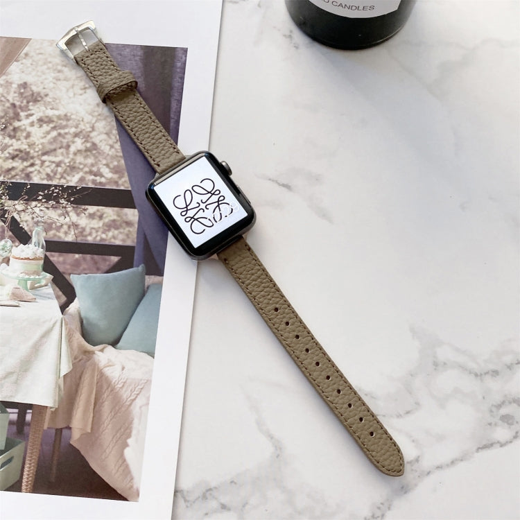 Litchi Texture Slimming Strap Watchband For Apple Watch Series, 7 41mm / 6&SE&5&4 40mm / 3&2&1 38mm, 7 45mm / 6&SE&5&4 44mm / 3&2&1 42mm