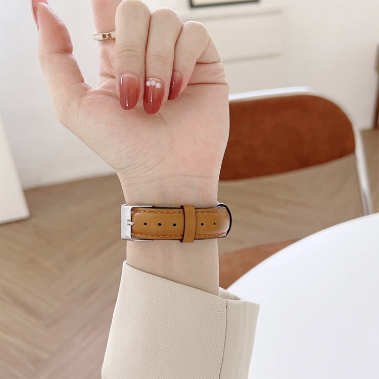 Knife Tail Shaped Cowhide Replacement Watchband For Apple Watch Series, 7 45mm / 6&SE&5&4 44mm / 3&2&1 42mm, 7 41mm / 6&SE&5&4 40mm / 3&2&1 38mm