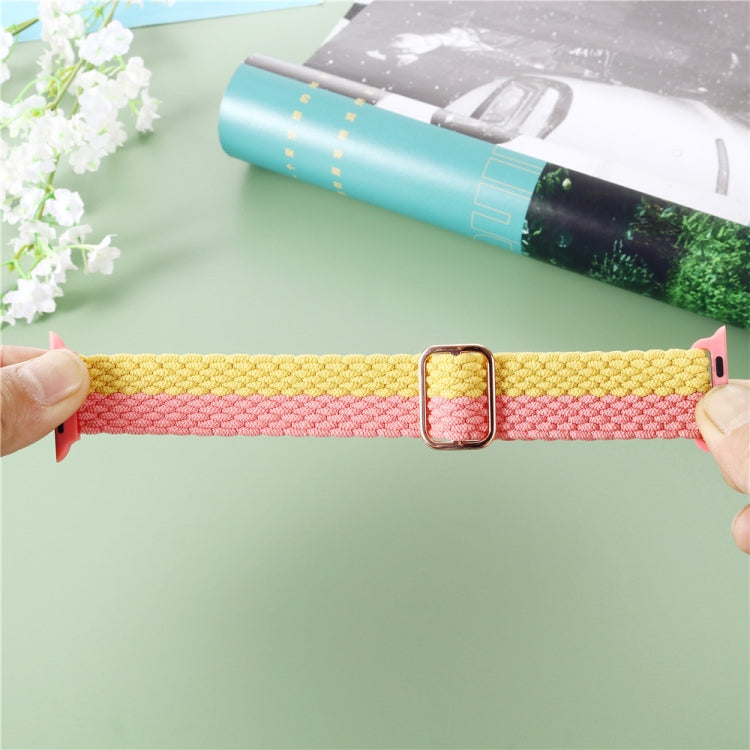Adjustable Striped Woven Nylon Strap Watchband For Apple Watch Series, 7 41mm / 6&SE&5&4 40mm / 3&2&1 38mm