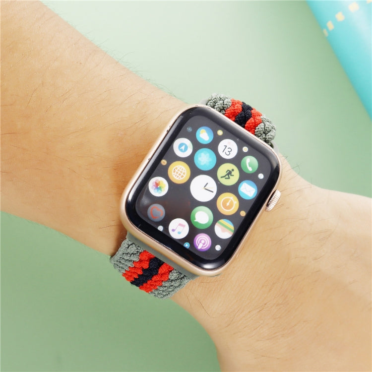 Adjustable Striped Woven Nylon Strap Watchband For Apple Watch Series, 7 41mm / 6&SE&5&4 40mm / 3&2&1 38mm