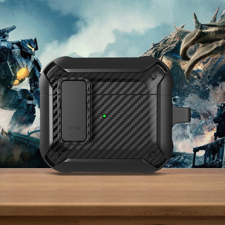 Étui de protection en fibre de carbone Bumblebee pour écouteurs AirPods 3, avec interrupteur