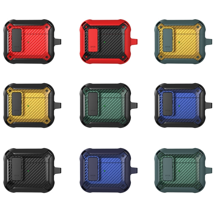 Étui de protection en fibre de carbone Bumblebee pour écouteurs AirPods 3, avec interrupteur