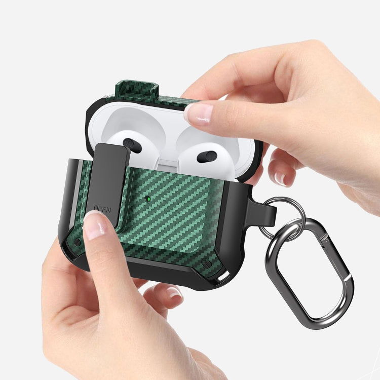 Étui de protection en fibre de carbone Bumblebee pour écouteurs AirPods 3, avec interrupteur