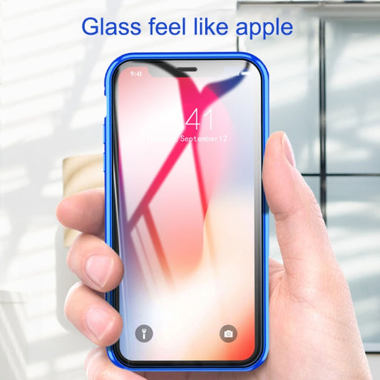 Double-sided magnetic glass protection case compatible with iPhone X and XS models