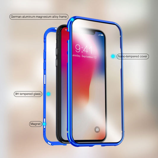 Slim profile magnetic flip case showing transparent tempered glass front panel