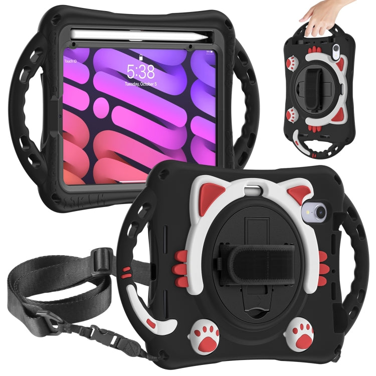Étui de protection antichoc en EVA pour enfants, motif chat mignon, avec support, bandoulière et poignée, pour iPad mini 6/mini 2024