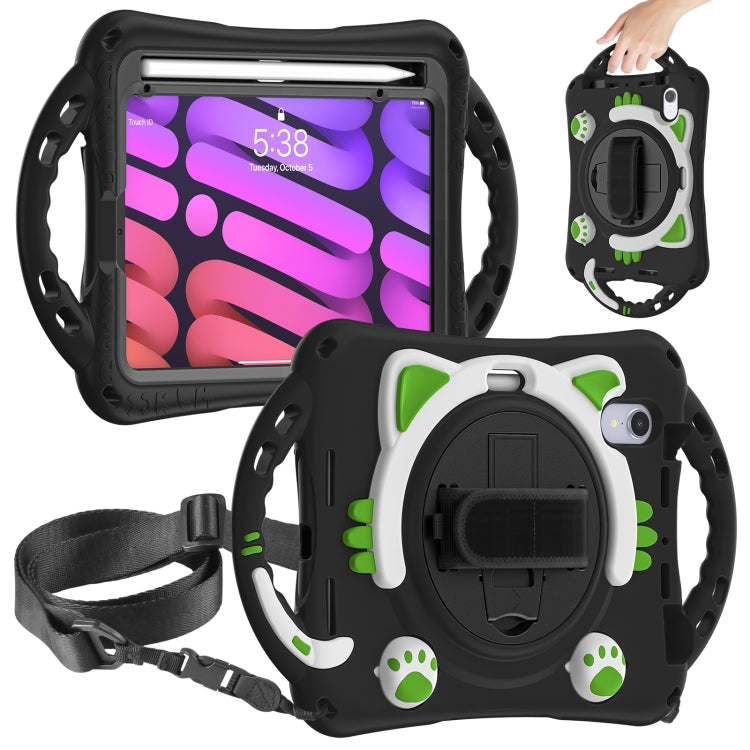 Étui de protection antichoc en EVA pour enfants, motif chat mignon, avec support, bandoulière et poignée, pour iPad mini 6/mini 2024