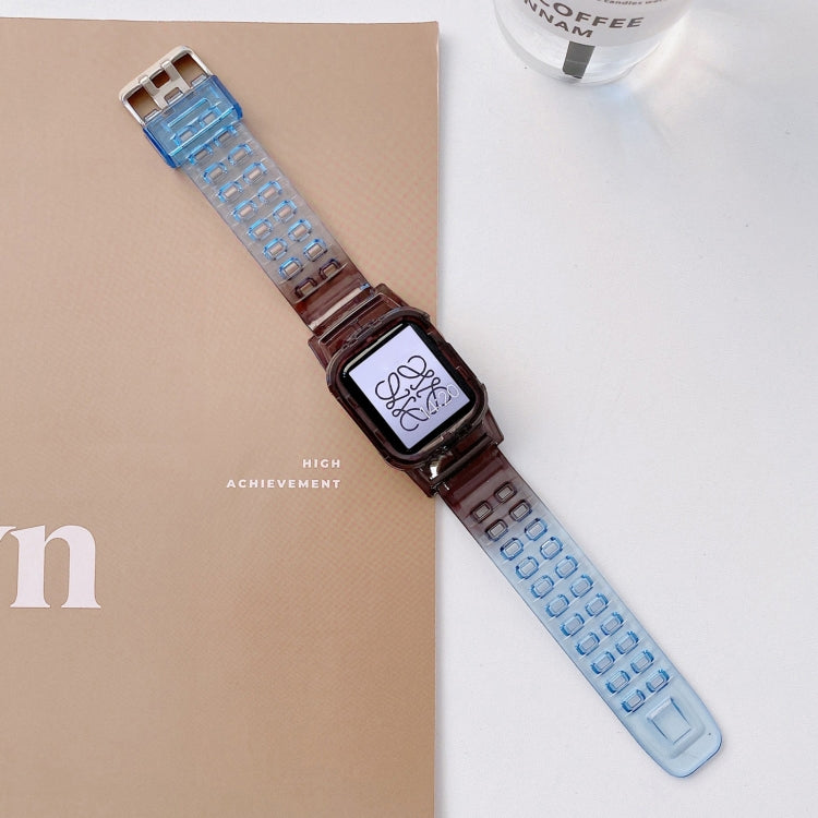 Jelly Gradient Transparent TPU Strap Watchband For Apple Watch Series, 7 41mm / 6&SE&5&4 40mm / 3&2&1 38mm, 7 45mm / 6&SE&5&4 44mm / 3&2&1 42mm