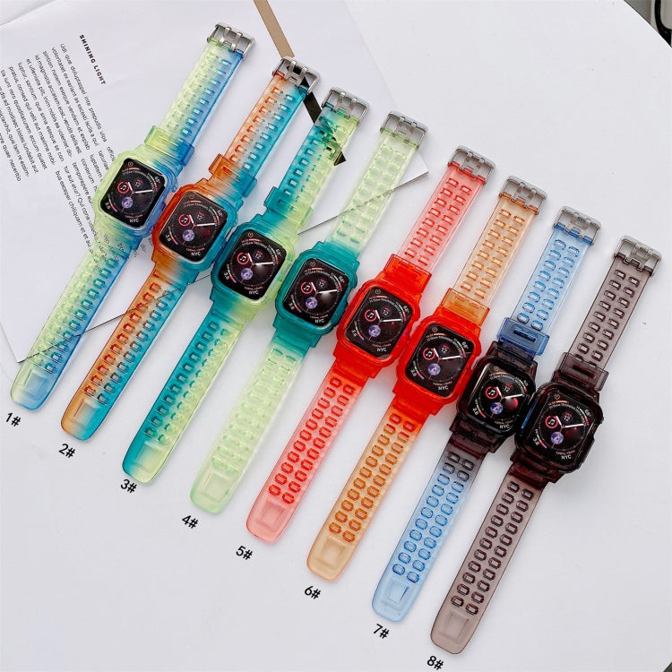 Jelly Gradient Transparent TPU Strap Watchband For Apple Watch Series, 7 41mm / 6&SE&5&4 40mm / 3&2&1 38mm, 7 45mm / 6&SE&5&4 44mm / 3&2&1 42mm