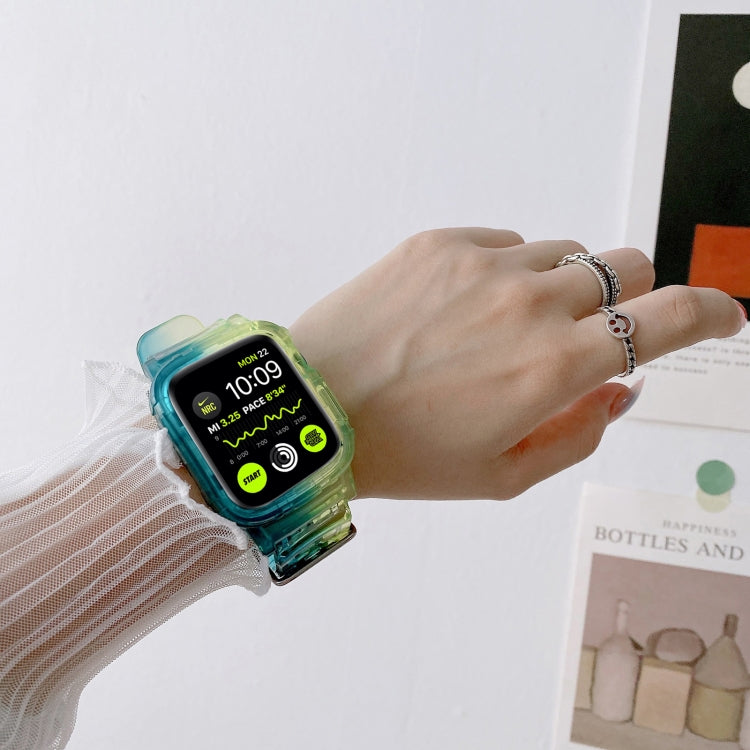 Jelly Gradient Transparent TPU Strap Watchband For Apple Watch Series, 7 41mm / 6&SE&5&4 40mm / 3&2&1 38mm, 7 45mm / 6&SE&5&4 44mm / 3&2&1 42mm