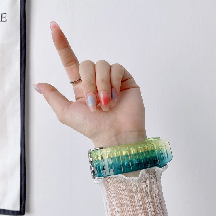 Jelly Gradient Transparent TPU Strap Watchband For Apple Watch Series, 7 41mm / 6&SE&5&4 40mm / 3&2&1 38mm, 7 45mm / 6&SE&5&4 44mm / 3&2&1 42mm