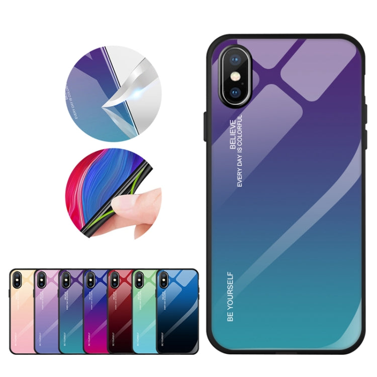 Gradient Color Glass Case, For iPhone XS / X, For Huawei Honor 9X, For Galaxy A8s