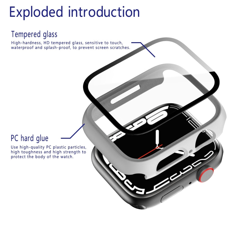 2 in 1 PC Frame + Tempered Glass Protector Case, For Apple Watch Series 8 / 7 41mm, For Apple Watch Series 8 / 7 45mm, For Apple Watch Series 9 / 8 / 7 45mm