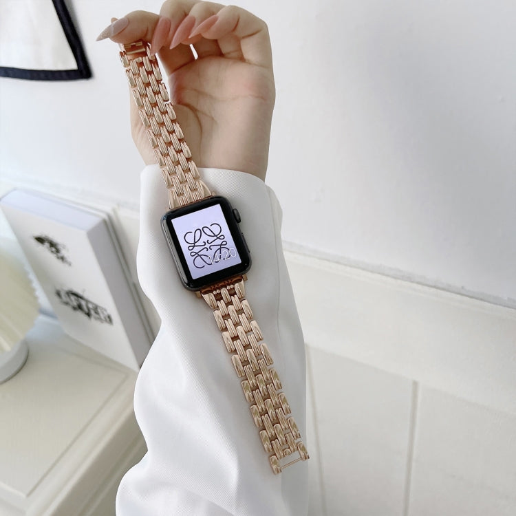 Five Baht Stripes Stainless Steel Strap Watchband For Apple Watch Series, 7 41mm / 6&SE&5&4 40mm / 3&2&1 38mm, 7 45mm / 6&SE&5&4 44mm / 3&2&1 42mm