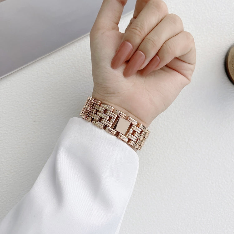 Five Baht Stripes Stainless Steel Strap Watchband For Apple Watch Series, 7 41mm / 6&SE&5&4 40mm / 3&2&1 38mm, 7 45mm / 6&SE&5&4 44mm / 3&2&1 42mm