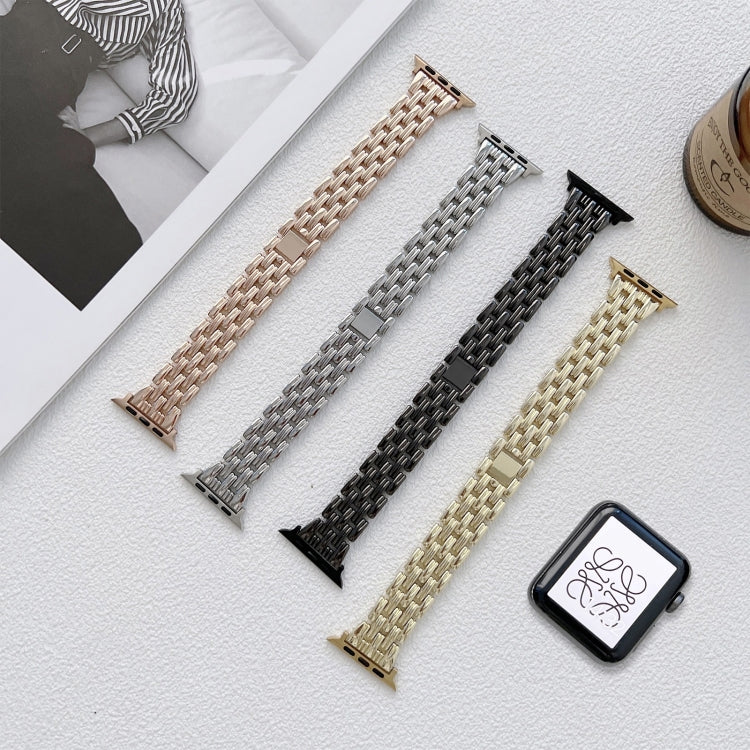 Five Baht Stripes Stainless Steel Strap Watchband For Apple Watch Series, 7 41mm / 6&SE&5&4 40mm / 3&2&1 38mm, 7 45mm / 6&SE&5&4 44mm / 3&2&1 42mm
