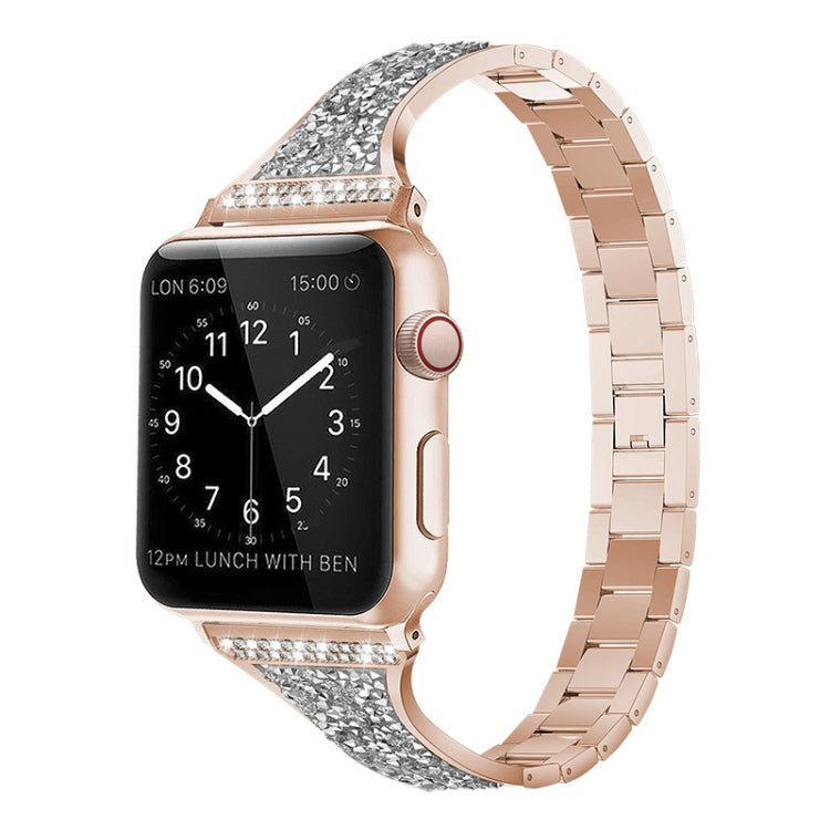 Diamond Encrusted Leather Strap Watchband For Apple Watch Series, 7 41mm / 6&SE&5&4 40mm / 3&2&1 38mm, 7 45mm / 6&SE&5&4 44mm / 3&2&1 42mm