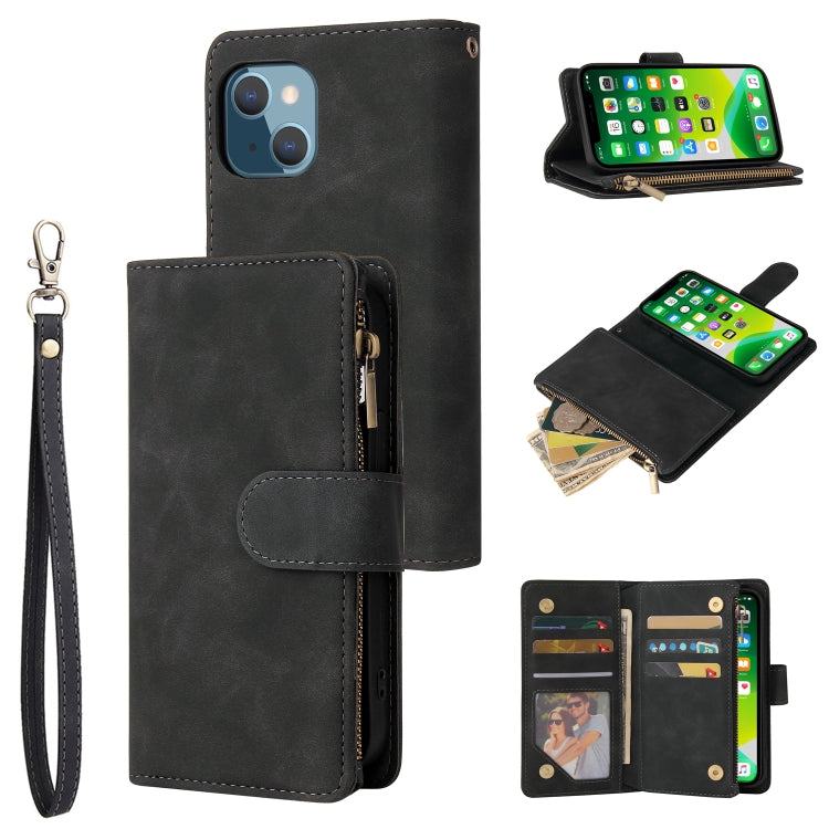 Multifunctional Phone Leather Case with Card Slot & Holder & Zipper Wallet & Photo Frame