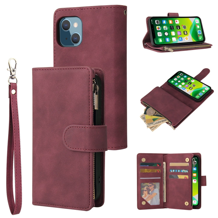 Multifunctional Phone Leather Case with Card Slot & Holder & Zipper Wallet & Photo Frame