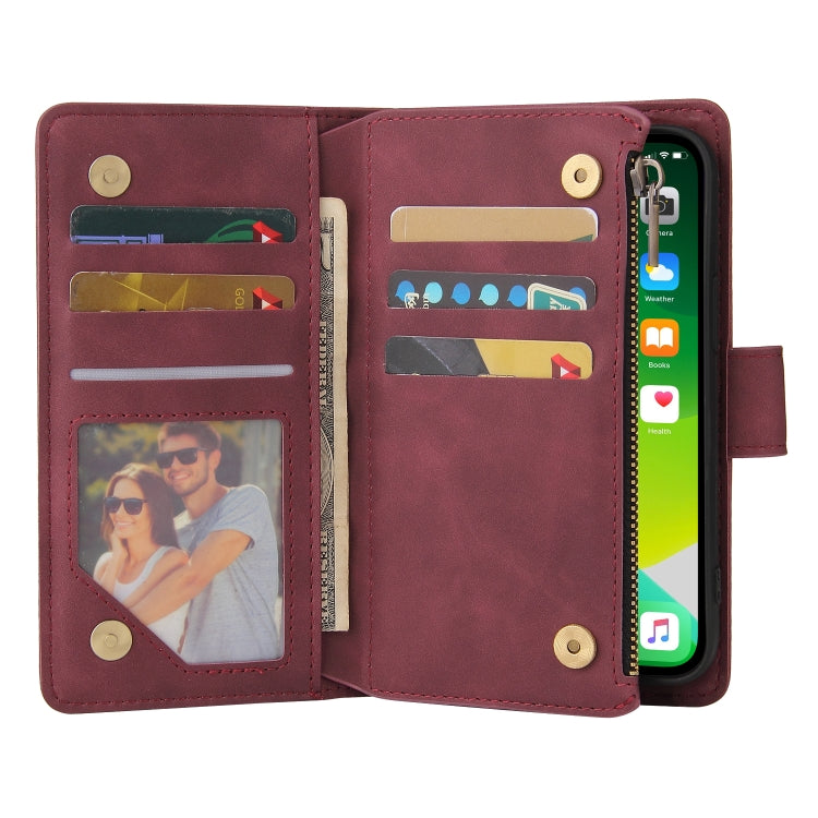 Multifunctional Phone Leather Case with Card Slot & Holder & Zipper Wallet & Photo Frame