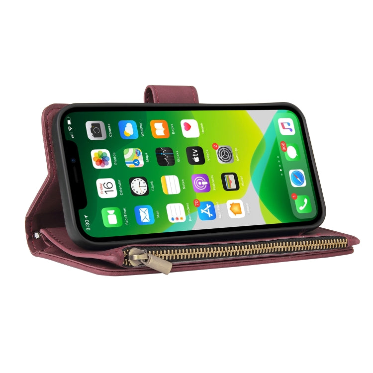 Multifunctional Phone Leather Case with Card Slot & Holder & Zipper Wallet & Photo Frame