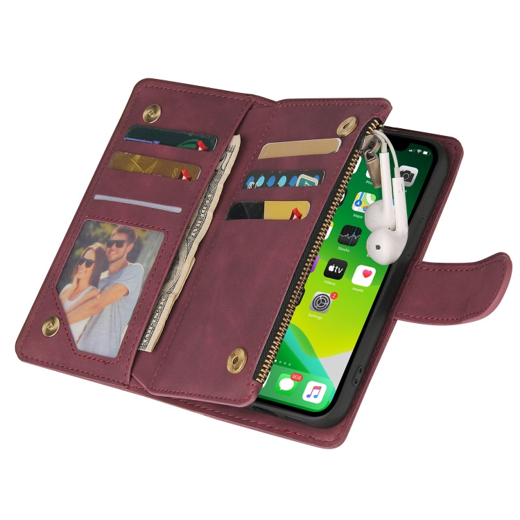 Multifunctional Phone Leather Case with Card Slot & Holder & Zipper Wallet & Photo Frame