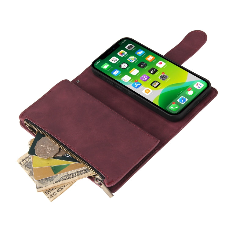 Multifunctional Phone Leather Case with Card Slot & Holder & Zipper Wallet & Photo Frame