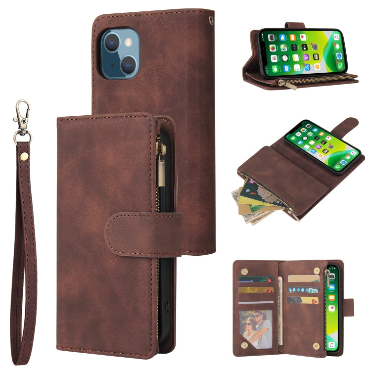 Multifunctional Phone Leather Case with Card Slot & Holder & Zipper Wallet & Photo Frame