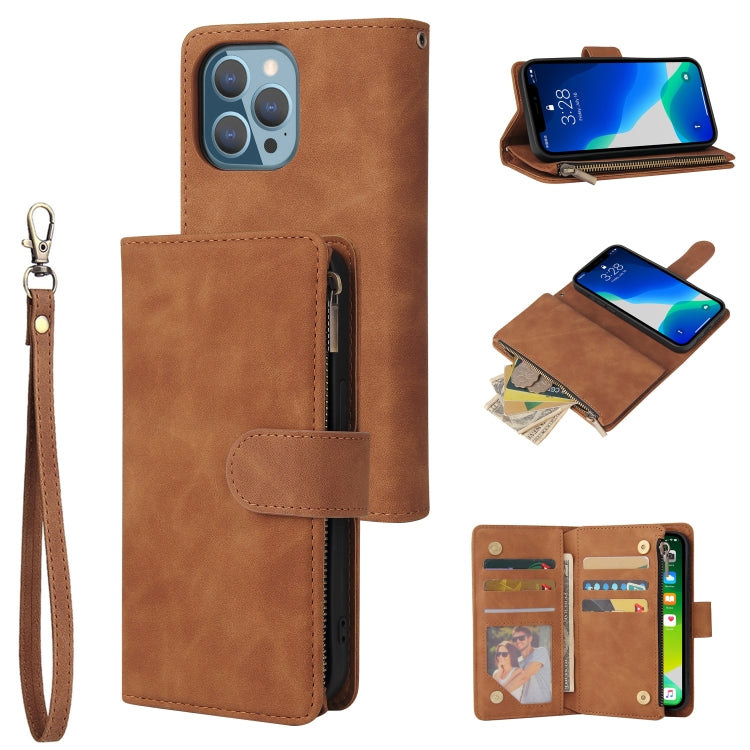 Multifunctional Phone Leather Case with Card Slot & Holder & Zipper Wallet & Photo Frame