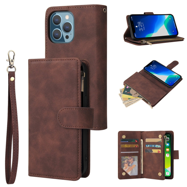 Multifunctional Phone Leather Case with Card Slot & Holder & Zipper Wallet & Photo Frame