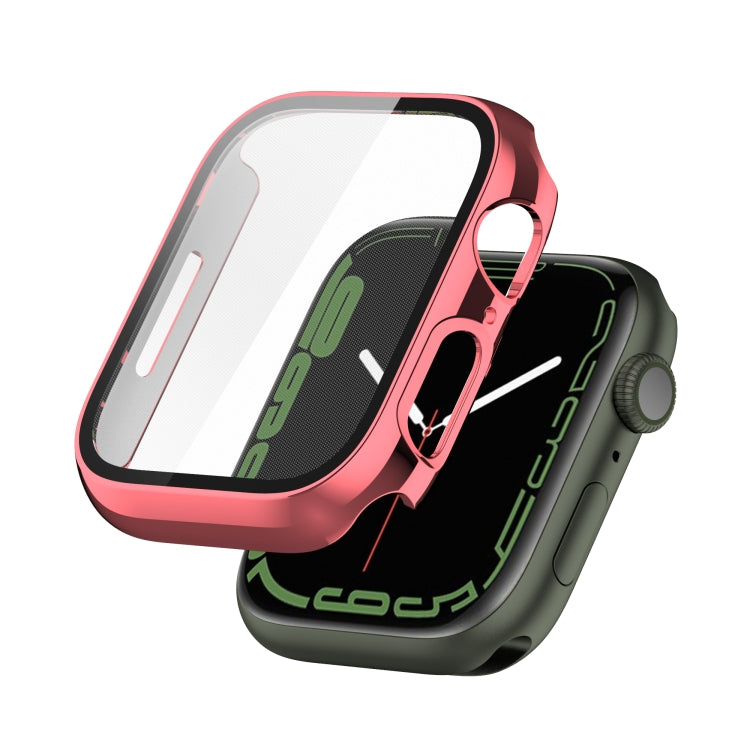 Electroplating Shockproof PC Protective Case with Tempered Glass Film, For Apple Watch Series 9 / 8 / 7 41mm, For Apple Watch Series 9 / 8 / 7 45mm