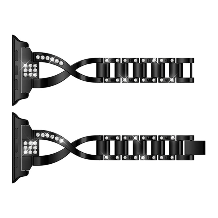 Diamond Encrusted Stainless Steel Strap Watchband For Apple Watch Series, 7 41mm / 6&SE&5&4 40mm / 3&2&1 38mm, 7 45mm / 6&SE&5&4 44mm / 3&2&1 42mm