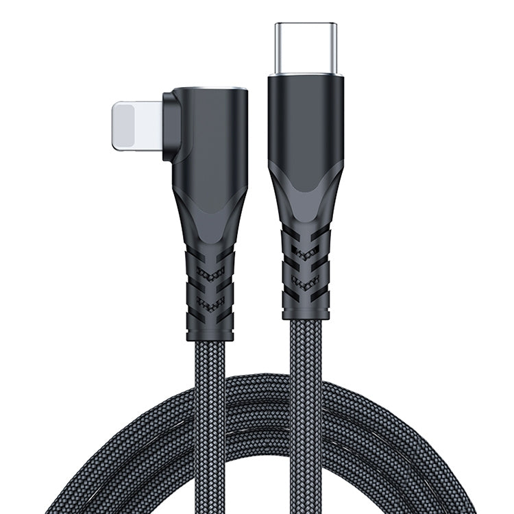 Câble de données USB-C/Type-C 6 A PD 20 W vers connecteur coudé à 8 broches pour téléphone portable, 1 m, 2 m