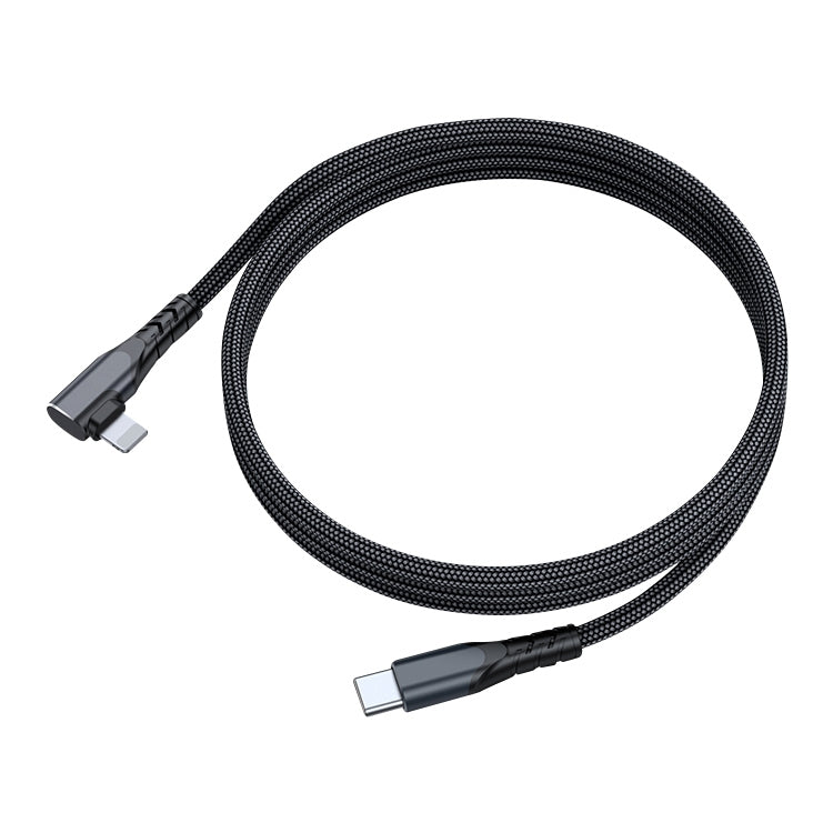 Câble de données USB-C/Type-C 6 A PD 20 W vers connecteur coudé à 8 broches pour téléphone portable, 1 m, 2 m