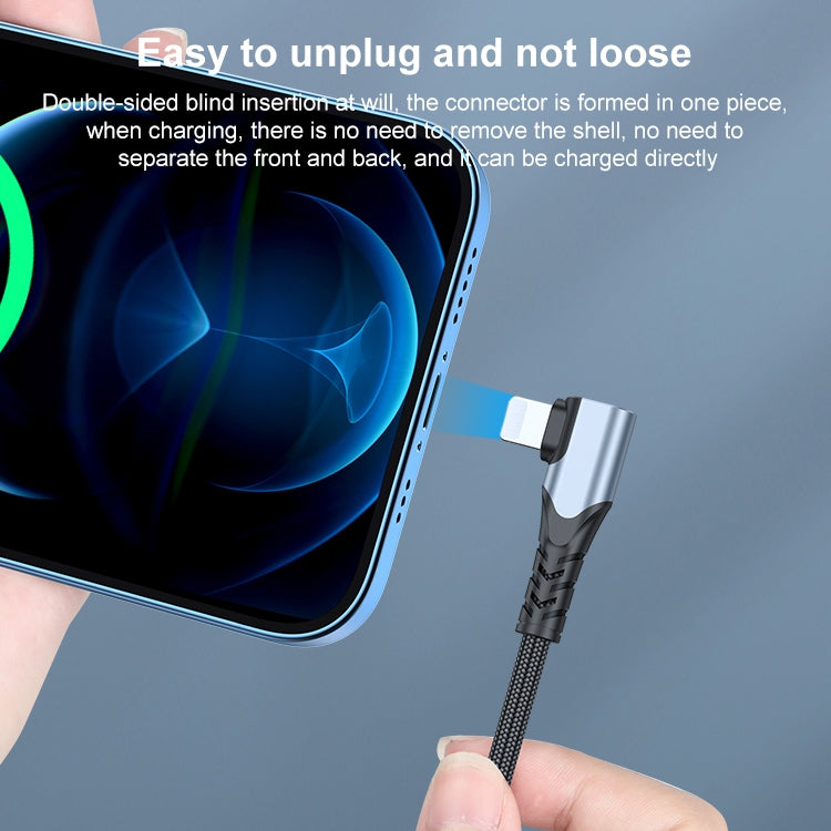 Câble de données USB-C/Type-C 6 A PD 20 W vers connecteur coudé à 8 broches pour téléphone portable, 1 m, 2 m