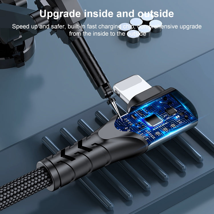 Câble de données USB-C/Type-C 6 A PD 20 W vers connecteur coudé à 8 broches pour téléphone portable, 1 m, 2 m