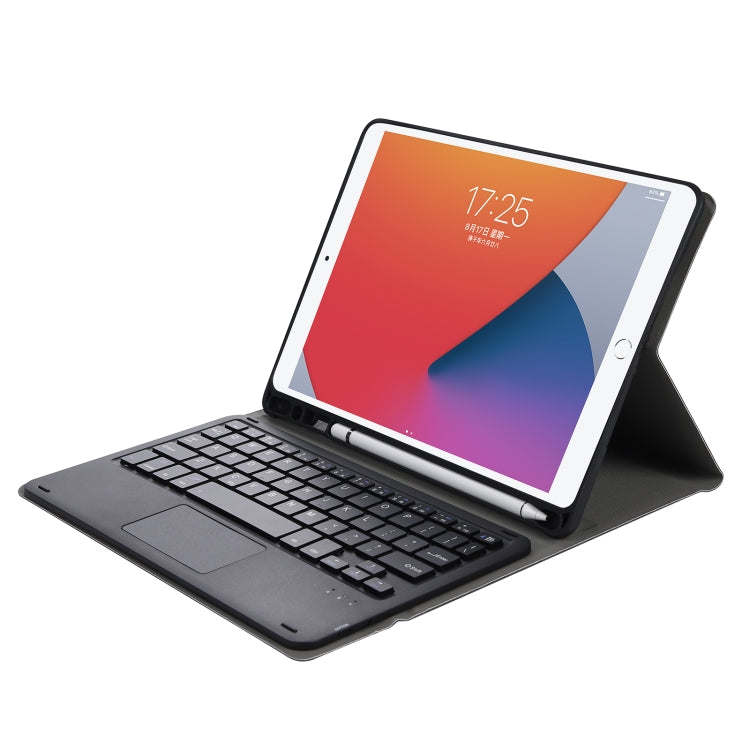 Étui clavier Bluetooth A07B-A en cuir texturé agneau avec touches carrées et contrôle tactile pour iPad, iPad 9.7 (2018 et 2017) / Pro 9.7 (Air 2) et iPad Pro 10.5 (10.2) (2021 et 2020) / Air 3