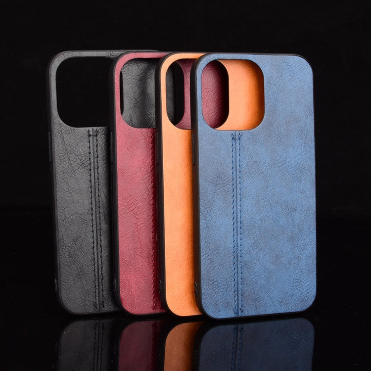 Sewing Cow Leather Soft PC Case, For iPhone 13, For iPhone 13 Pro, For iPhone 13 Pro Max