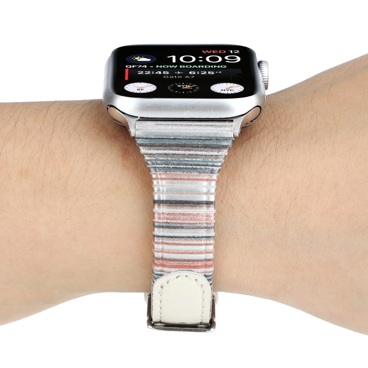 Stitching Stripes Genuine Leather Strap  Watchband, For Apple Watch Series, For Apple Watch Series 5