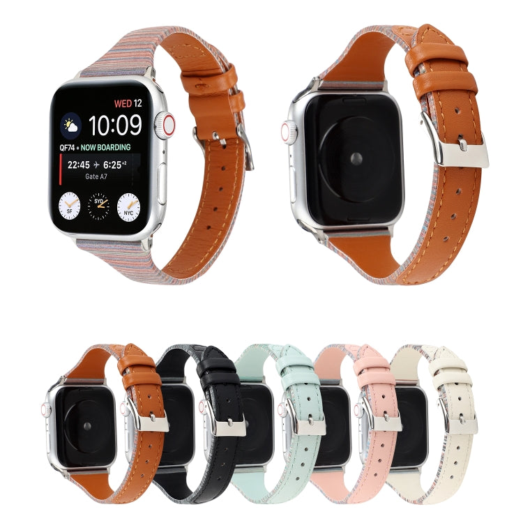 Stitching Stripes Genuine Leather Strap  Watchband, For Apple Watch Series, For Apple Watch Series 5