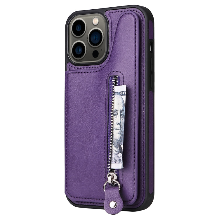 Solid Color Double Buckle Zipper Shockproof Phone Case, For iPhone 13 Pro Max, For iPhone 13 Pro, For iPhone 13, For iPhone 13 mini