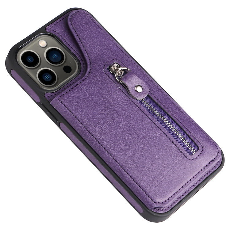 Solid Color Double Buckle Zipper Shockproof Phone Case, For iPhone 13 Pro Max, For iPhone 13 Pro, For iPhone 13, For iPhone 13 mini
