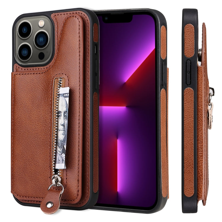 Solid Color Double Buckle Zipper Shockproof Phone Case, For iPhone 13 Pro Max, For iPhone 13 Pro, For iPhone 13, For iPhone 13 mini